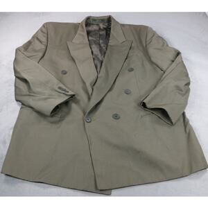 Men’s Double Breasted Pure Wool Blazer Made in Canada Vintage Olive Green Large